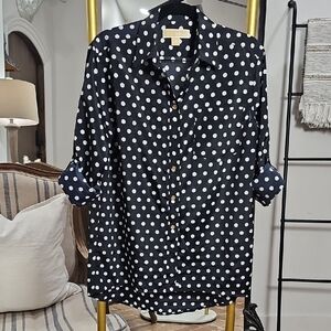 Michael Kors Black and White Polka Dot Blouse